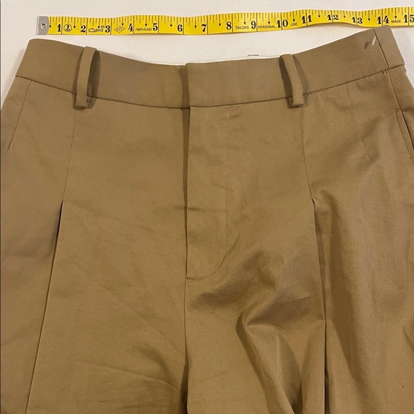 NWOT: Frame Camel Wide Leg Cotton Blend Stretch Pleated Pants Size 4 - Picture 10 of 12